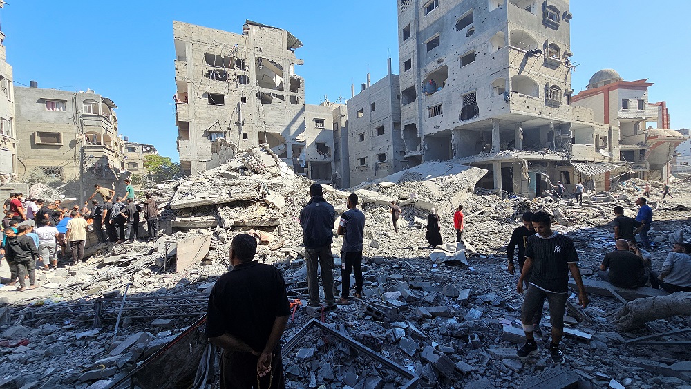 Aftermath of Israeli strikes on houses and residential buildings, in Beit Lahiya, in the northern Gaza Strip